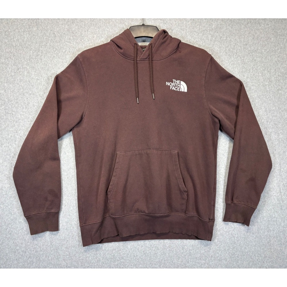 The North Face Mens Brown Never Stop Exploring Box Logo Hoodie Sweatshirt Medium